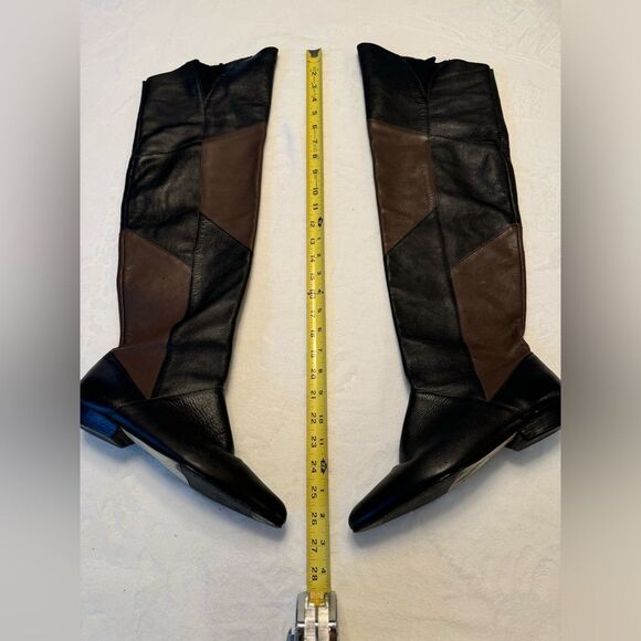 Genuine Leather Over The Knee Women’s Black And Brown Boots Size 8 Handmade - Picture 7 of 15